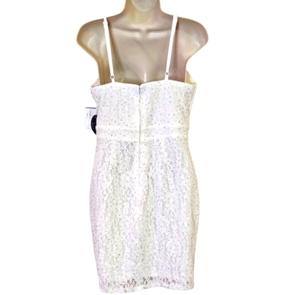 Windsor Cameron Formal White w/Silver Glitter & Lace Mini Dress,Size 9, NWT - Picture 9 of 16